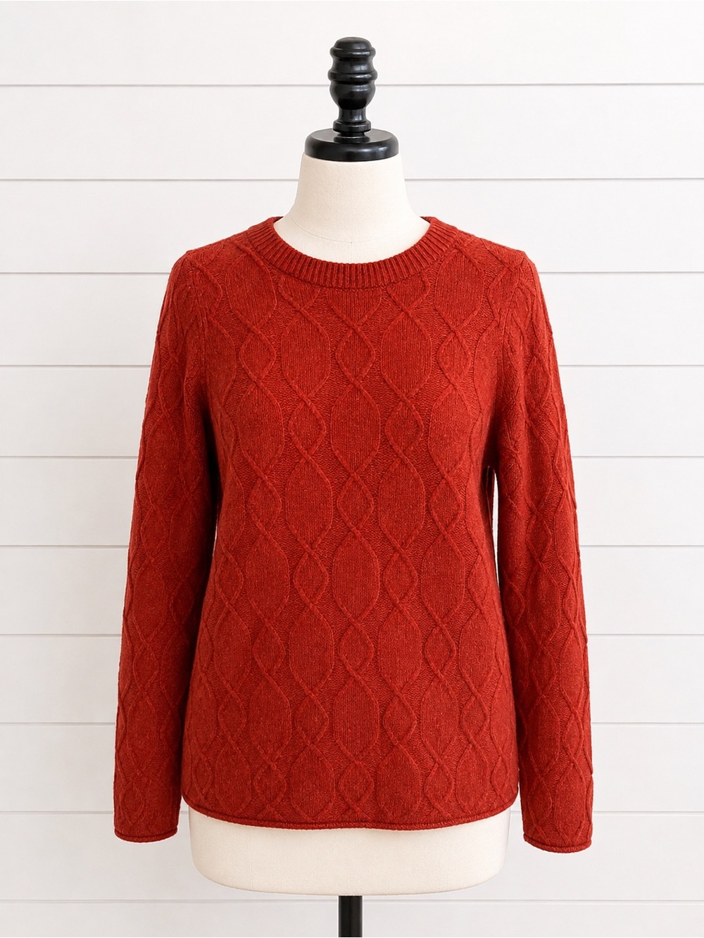 Classic Talbots Wool/Alpaca Blend Cable Knit Crewneck Sweater